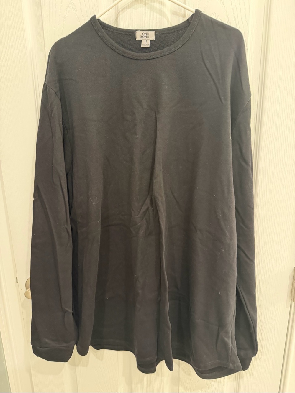 One Bone - Men’s Long Sleeve Crew Neck Shirt - Black - XXL